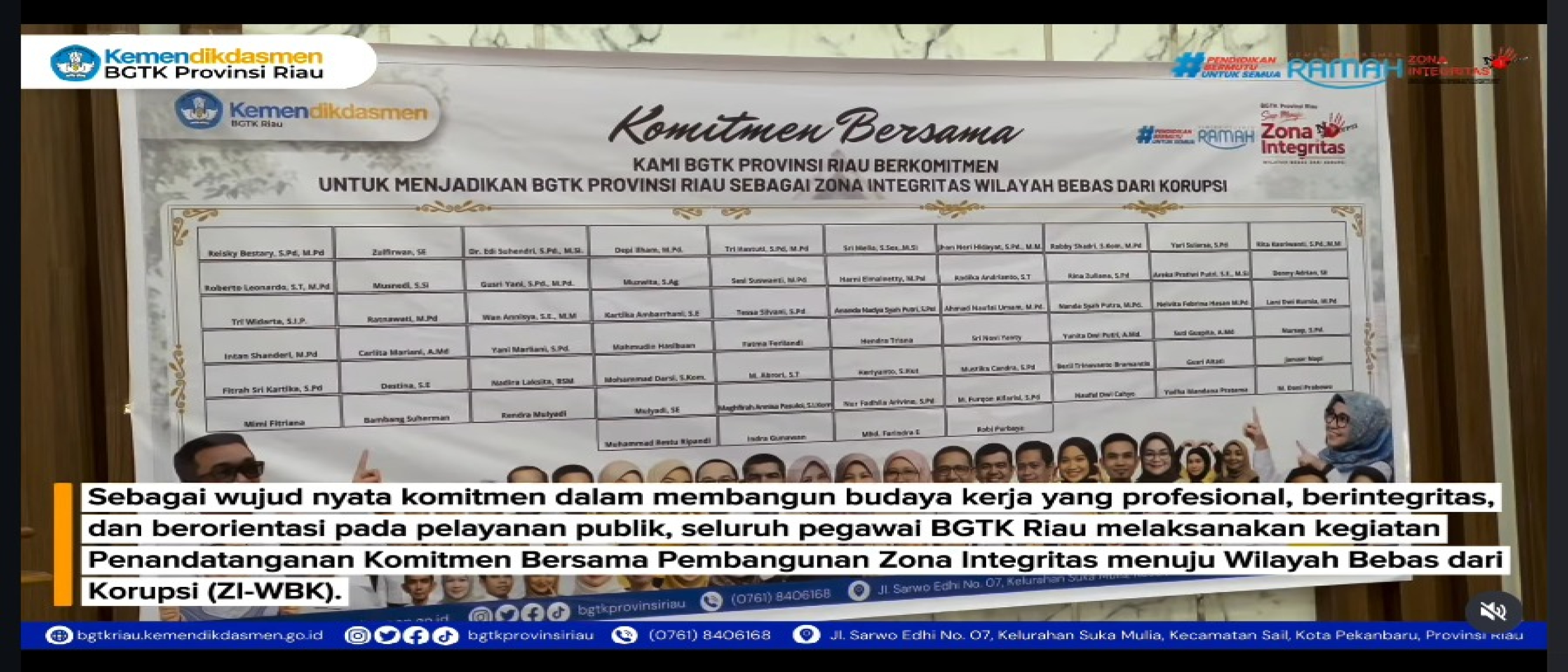 BGTK Riau Laksanakan Penandatanganan Komitmen Bersama Menuju Zona Integritas Wilayah Bebas dari Korupsi