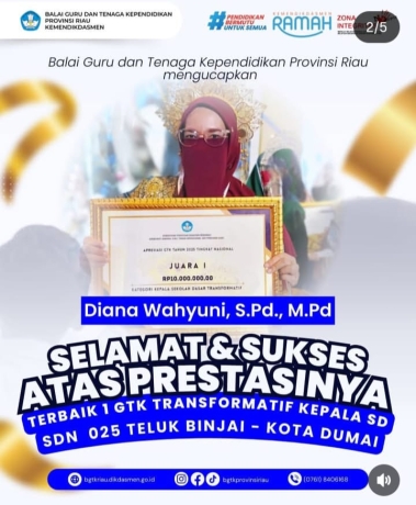 BGTK Riau Ucapkan Selamat dan Sukses kepada Para Pemenang Terbaik Apresiasi GTK Tahun 2025 Tingkat Nasional