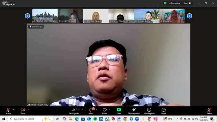Webinar Sosialisasi Penghargaan BGTK Riau Dalam Rangka Hari Guru Nasional Tahun 2025 